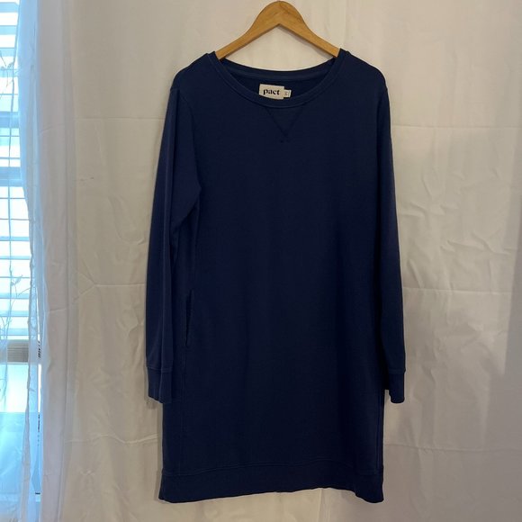 Pact Dresses & Skirts - Pact Woman's Navy Blue100% Organic Cotton Minimalist Sweat Shirt Dress Sz XL